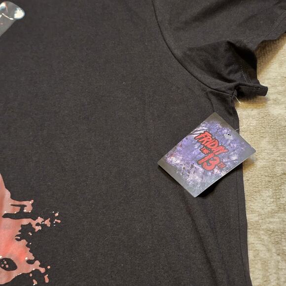FRIDAY THE 13TH Jason Vorhees Hockey Mask Horror Movie Black T-Shirt Men Sz 5X - Picture 3 of 6